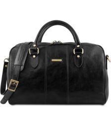 Σάκος ταξιδίου δερμάτινος  Lisbona Small size Tuscany Leather TL141658 Μαύρο