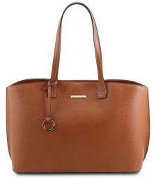 Γυναικεία Τσάντα Ώμου Δερμάτινη Tuscany Leather TL141828 Κονιάκ