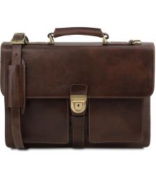 Ανδρική Επαγγελματική Τσάντα Δερμάτινη Assisi 15 ίντσες Tuscany Leather TL141825 Καφέ Σκούρο