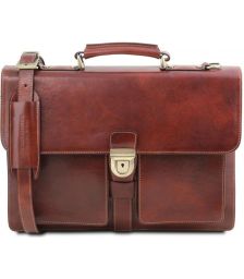 Ανδρική Επαγγελματική Τσάντα Δερμάτινη Assisi 15 ίντσες Tuscany Leather TL141825 Καφέ