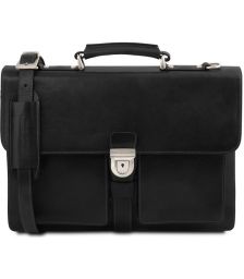 Ανδρική Επαγγελματική Τσάντα Δερμάτινη Assisi 15 ίντσες Tuscany Leather TL141825 Μαύρο