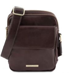 Ανδρικό Τσαντάκι Δερμάτινο Larry Tuscany Leather TL141915 Καφέ Σκούρο