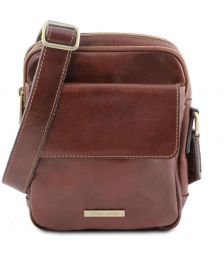 Ανδρικό Τσαντάκι Δερμάτινο Larry Tuscany Leather TL141915 Καφέ