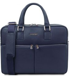 Τσάντα Laptop Δερμάτινη Treviso 17 ίντσες Tuscany Leather TL141986 Μπλε σκούρο