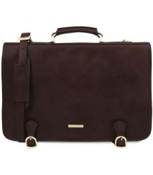 Επαγγελματική Τσάντα Δερμάτινη Ancona 17 ίντσες Tuscany Leather TL142073 Καφέ σκούρο