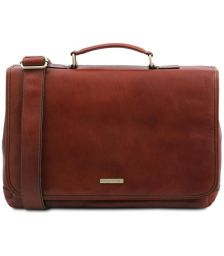 Ανδρική Τσάντα Δερμάτινη Mantova με Smart Connect 15.6 ίντσες Tuscany Leather TL142068 Καφέ