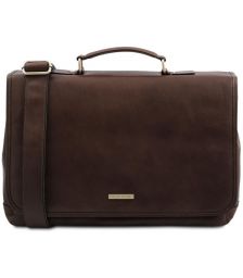 Ανδρική Τσάντα Δερμάτινη Mantova με Smart Connect 15.6 ίντσες Tuscany Leather TL142068 Καφέ σκούρο