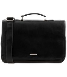 Ανδρική Τσάντα Δερμάτινη Mantova με Smart Connect 15.6 ίντσες Tuscany Leather TL142068 Μαύρο