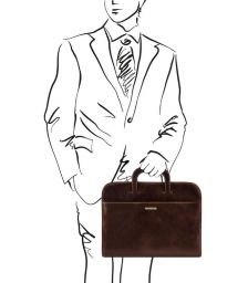 Επαγγελματική Τσάντα Δερμάτινη Sorrento Tuscany Leather TL141022 Καφέ σκούρο