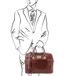 Τσάντα Laptop Δερμάτινη Urbino 15.6 ίντσες TL141241 Tuscany Leather Καφέ
