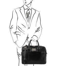 Τσάντα Laptop Δερμάτινη Urbino 15.6 ίντσες Tuscany Leather TL141241 Μαύρο