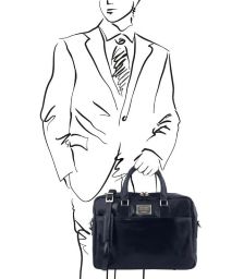 Τσάντα Laptop Δερμάτινη Urbino 15.6 ίντσες Tuscany Leather TL141241 Μπλε σκούρο