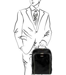 Ανδρική Τσάντα Πλάτης Δερμάτινη Bangkok 13.3 ίντσες Tuscany Leather TL141793 Μαύρο