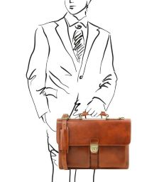 Ανδρική Επαγγελματική Τσάντα Δερμάτινη Assisi 15 ίντσες Tuscany Leather TL141825 Μελί