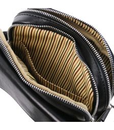 Ανδρικό Τσαντάκι Δερμάτινο Larry Tuscany Leather TL141915 Μαύρο