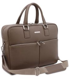 Τσάντα Laptop Δερμάτινη Treviso 17 ίντσες Tuscany Leather TL141986 Σταχτί σκούρο