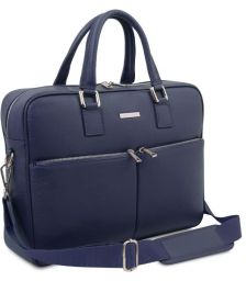 Τσάντα Laptop Δερμάτινη Treviso 17 ίντσες Tuscany Leather TL141986 Μπλε σκούρο