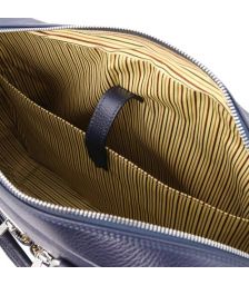 Τσάντα Laptop Δερμάτινη Treviso 17 ίντσες Tuscany Leather TL141986 Μπλε σκούρο