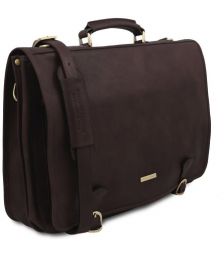 Επαγγελματική Τσάντα Δερμάτινη Ancona 17 ίντσες Tuscany Leather TL142073 Καφέ σκούρο