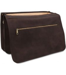 Επαγγελματική Τσάντα Δερμάτινη Ancona 17 ίντσες Tuscany Leather TL142073 Καφέ σκούρο