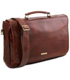 Ανδρική Τσάντα Δερμάτινη Mantova με Smart Connect 15.6 ίντσες Tuscany Leather TL142068 Καφέ