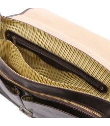 Ανδρική Τσάντα Δερμάτινη Mantova με Smart Connect 15.6 ίντσες Tuscany Leather TL142068 Καφέ σκούρο
