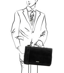 Ανδρική Τσάντα Δερμάτινη Mantova με Smart Connect 15.6 ίντσες Tuscany Leather TL142068 Μαύρο