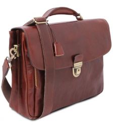 Επαγγελματική Τσάντα Δερμάτινη Alessandria με Smart Connect 15.6 ίντσες Tuscany Leather TL142067 Καφέ