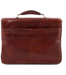 Επαγγελματική Τσάντα Δερμάτινη Alessandria με Smart Connect 15.6 ίντσες Tuscany Leather TL142067 Καφέ