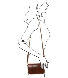 Γυναικείο Τσαντάκι Ώμου Δερμάτινο Tuscany Leather TL141713 Καφέ