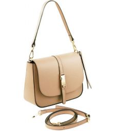Γυναικεία τσάντα δερμάτινη Nausica Tuscany Leather TL141598 Σαμπανιζέ