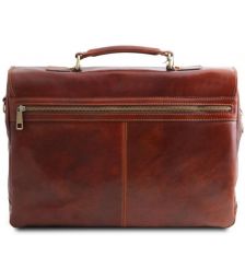 Ανδρική Τσάντα Δερμάτινη Mantova με Smart Connect 15.6 ίντσες Tuscany Leather TL142068 Καφέ