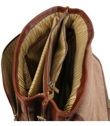 Επαγγελματική Τσάντα Δερμάτινη Alessandria με Smart Connect 15.6 ίντσες Tuscany Leather TL142067 Καφέ