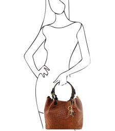 Γυναικεία τσάντα δερμάτινη Tuscany Leather TL141573 Κανελί