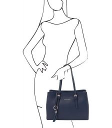 Γυναικεία Τσάντα Δερμάτινη Tuscany Leather TL142037 Μπλε σκούρο