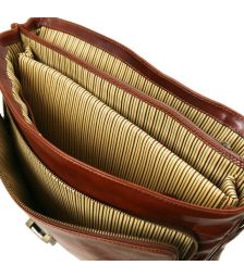 Επαγγελματική Τσάντα Δερμάτινη Alessandria με Smart Connect 15.6 ίντσες Tuscany Leather TL142067 Καφέ