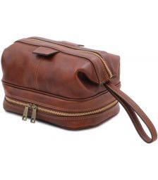 Θήκη Τσαντάκι Καλλυντικών Δερμάτινο Jacob Tuscany Leather TL142204 Καφέ