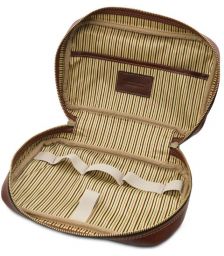 Θήκη Τσαντάκι Καλλυντικών Δερμάτινο Jacob Tuscany Leather TL142204 Καφέ