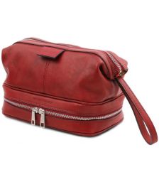 Θήκη Τσαντάκι Καλλυντικών Δερμάτινο Jacob Tuscany Leather TL142204 Κόκκινο