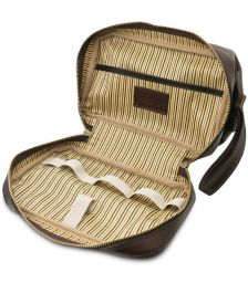 Θήκη Τσαντάκι Καλλυντικών Δερμάτινο Jacob Tuscany Leather TL142204 Καφέ σκούρο