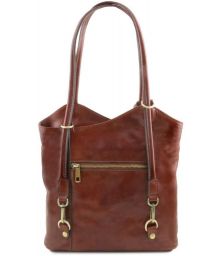 Γυναικεία Τσάντα Δερμάτινη Πλάτης & Ώμου Patty Tuscany Leather TL141497 Καφέ