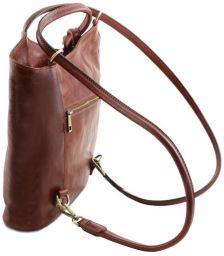 Γυναικεία Τσάντα Δερμάτινη Πλάτης & Ώμου Patty Tuscany Leather TL141497 Καφέ