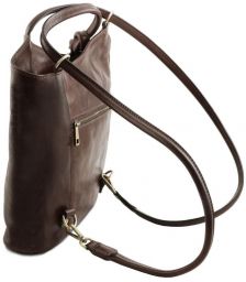 Γυναικεία Τσάντα Δερμάτινη Πλάτης & Ώμου Patty Tuscany Leather TL141497 Καφέ σκούρο