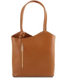 Γυναικεία Τσάντα Δερμάτινη Πλάτης & Ώμου Patty Tuscany Leather TL141455 Κονιάκ