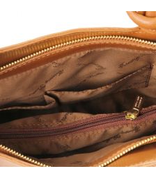 Γυναικεία Τσάντα Δερμάτινη Πλάτης & Ώμου Patty Tuscany Leather TL141455 Κονιάκ