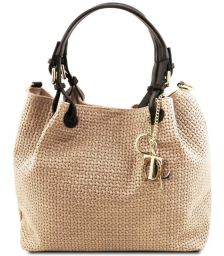 Γυναικεία Τσάντα Δερμάτινη Tuscany Leather TL141573 Μπεζ