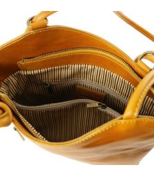 Γυναικεία Τσάντα Δερμάτινη Πλάτης & Ώμου Patty Tuscany Leather TL141497 Κίτρινο