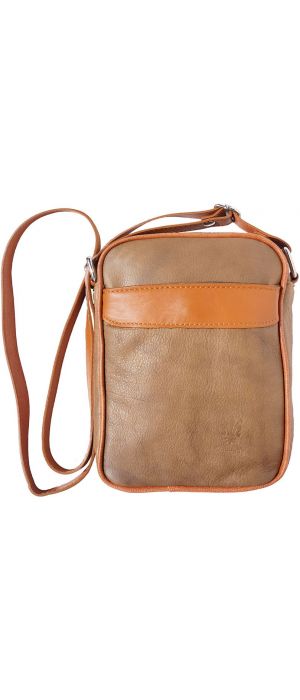 Ανδρικο Δερματινο Τσαντακι Ωμου Firenze Leather B032 Σκουρο /Μπεζ