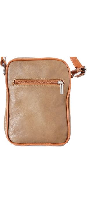 Ανδρικο Δερματινο Τσαντακι Ωμου Firenze Leather B032 Σκουρο /Μπεζ