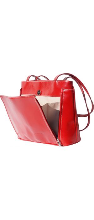 Δερμάτινη Τσαντα Ωμου Ludovica Firenze Leather 215 Σκουρο Κόκκινο